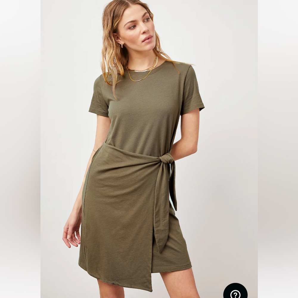 Rails Edie Dress in Canteen Olive Green Women’s Large Faux Wrap T-Shirt Casual - Picture 2 of 10
